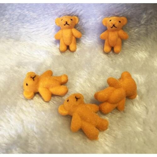 20 pcs Mini Flocked Animal Doll Flocked Lovely Standing Bear Doll Pendant of Keychain Little Lovely bear furnishing articles