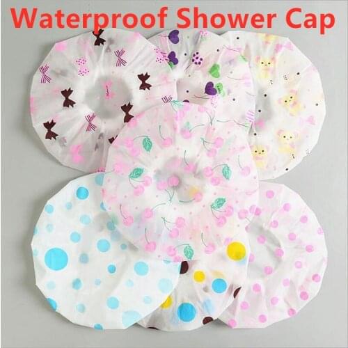 2021 New Women Elastic Thicken Bathing Hat Bathing Cap Waterproof Shower Cap For Spa Bathing Hair Protective Caps