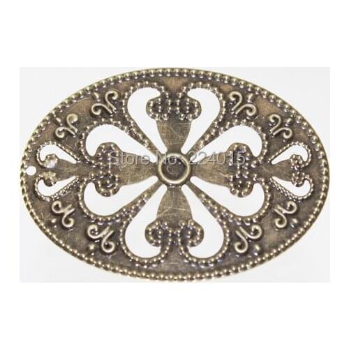 30pcs/lot New Fashion Jewelry Metal Finding Oval Shape Filigree Wraps Connectors For Pendant Earring Making,42*58mm