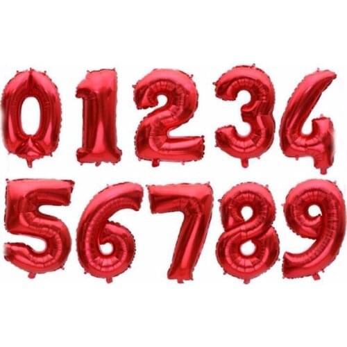 40 Inches red Digit Foil Number Balloons Number Wedding balon Birthday Number Foil baby shower Balloon Party Supplies