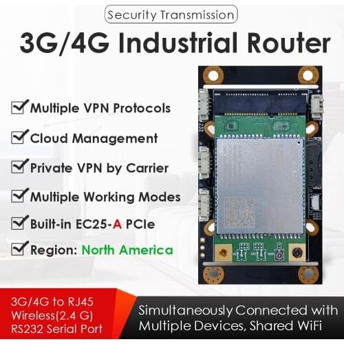 4G LTE Industrial WiFi Wireless Router W/SIM Card Slot EC25-A Mini PCIe Modem VPN Data Pass-Through LTE FDD B2/B4/B12