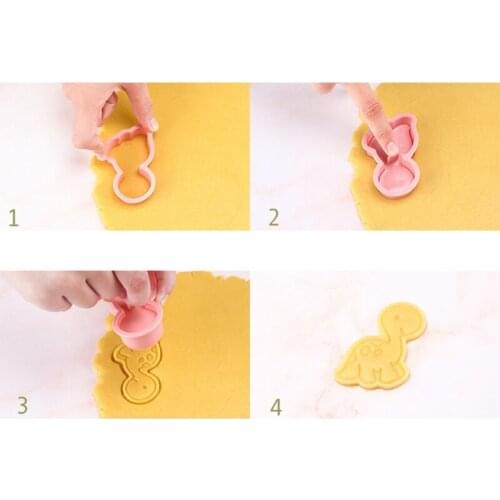 6pcs 3D Dinosaur Plastic Baking Mold Kitchen Biscuit Cookie Cutter Cake Decor 87HA