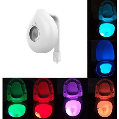 8 Color Human Body Motion Activated Seat Sensor LED Toilet Bowl Night Light Lamp