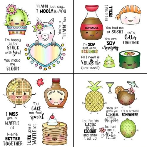 AZSG Cartoon/Personate Alpaca/Cookies/Fruit Clear Stamps For DIY Scrapbooking/Card Making/Album Decorative Silicone Stamp Crafts
