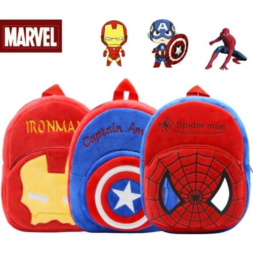 Disney Marvel Spider-Man Cartoon Anti-lost Childrens Backpack Iron Man Anime Plush Small Backpack Early Childhood Education Kit