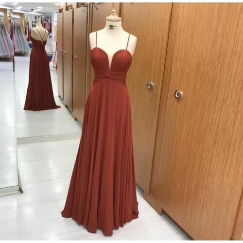 Elegant Burnt Orange Long Chiffon Bridesmaid Dresses with Pockets Custom Criss Cross Back Chiffon Formal Wedding Party Dresses