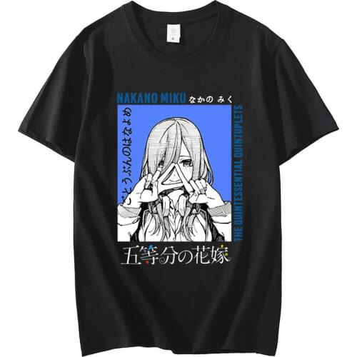Mens The Quintessential Quintuplets Miku V1 Go Toubun No Hanayome T Shirts Nakano Toubun Manga Anime Cotton Big Size T-Shirt