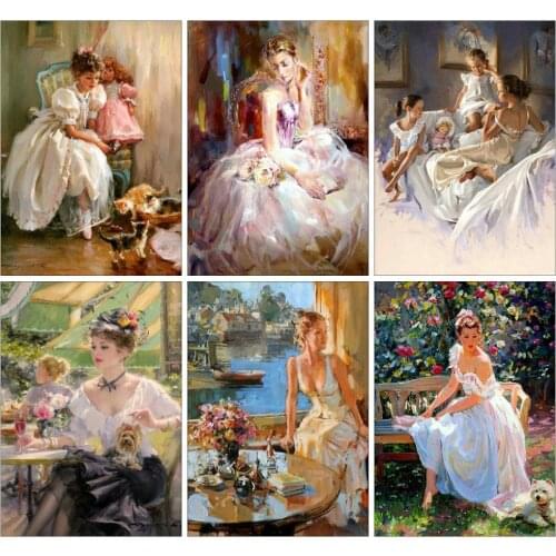 Huacan Diamond Painting Full Drill Girl Mosaic Beauty Decorations For Home Embroidery Portrait Diamond Art
