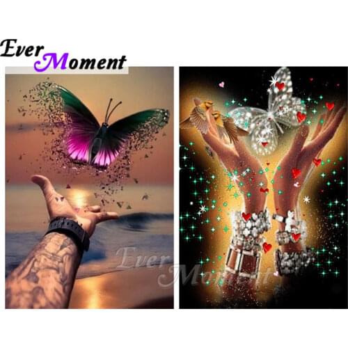 Ever Moment Diamond Painting Butterfly Handmade Embroidery Crystal Rhinestones Resin Drill Gift Decoration Art Kit ASF2229