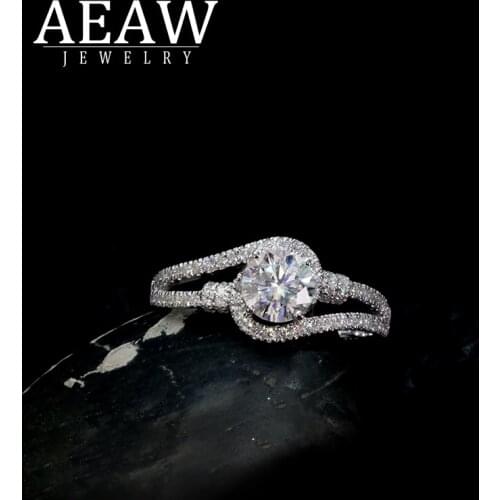 Real 14K White Gold DF Color VVS1 Round Cut 6mm 0.8ct Halo Moissanite Engagement Ring Diamond Ring Fine Jewelry For Women