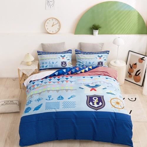 Sea Beach Duvet Cover King Size Anchor Nautical Ocean Boys Bedding Set Blue Soft Comforter Bed Quilts Home Kids Bedroom