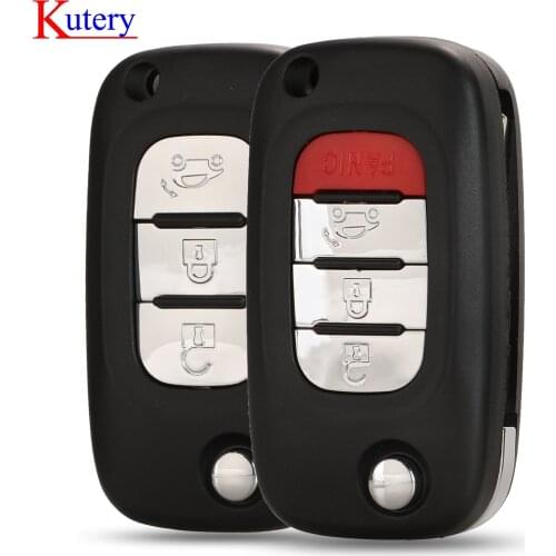 Kutery 3 Button 4 Button Flip Remote Key Shell for Benz Smart Fortwo 453 Forfour 2015-2017 Car key Case Replacement