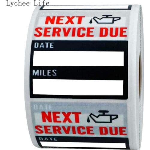 Lychee Life 100Pcs Oil Change Service Reminder Warning Sticker 50x50mm PET Adhesive Car Sticker "NEXT SERVICE DUE" Sticker Label