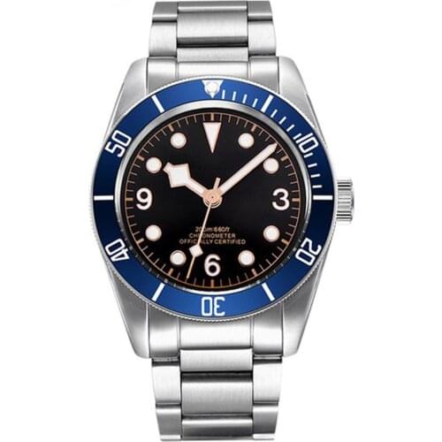 Corgeut 41mm Mechanical wristWatches blue bezel Sapphire Glass Waterproof Luminous Automatic mens watch
