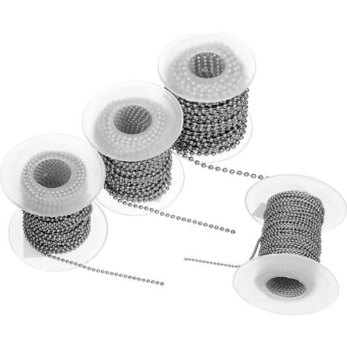 10Meters 1mm / 1.5mm / 2mm / 2.5mm Silver Color Stainless Steel Metal Ball Chain For Jewelry Making DIY Crafts Findings
