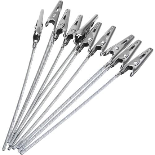 10pcs Non-insulated Alligator Clips 4.7" Metal Electric Test Crocodile Clip Clamp for Connecting Components to Wires