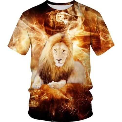 Summer new mens T-shirt 3D printing lion pattern Harajuku O-neck fashion hot new mens and womens same style T-shirt