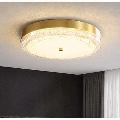 The New All-copper Bedroom Lamp Led Ceiling Lamp Simple Modern Atmosphere Luxury Crystal Living Room Dining Room Study Lighting