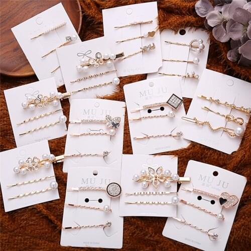 2020 New Fashion Crystal Pearl Hair Clip Girls Heart Butterfly Flowe Hair Barrette Female Hairpin Styling Trendy Accessorie