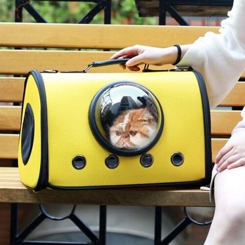 Pet Out Bag Cat Cage Portable Bag Pu Breathable Dog Backpack Space Bag Teddy Cat Backpack Pet Products Pet Handbag Dog Bag