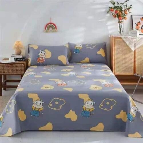 Bed sheet + pillowcase) cotton 3-piece set of old coarse cloth bed sheet thickened encryption single double cotton linen sheet