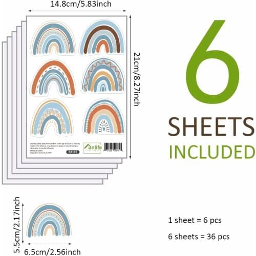 Rainbow Wall Decals Removable stickers for Childrens Room Waterproof Peel Stick DIY Easy to Clean Wall Self-Adhesive Decorative