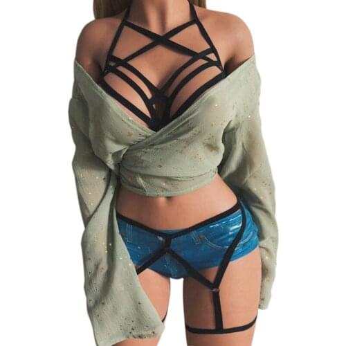 Belt Punk Wear Women Suit Sexy Lingerie Binding Top Body