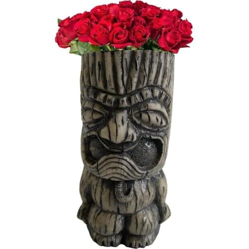 Tribesman Garden Statue Tribesman Flower Pot Statue Decorative Planter Pot Sculpture Yard Art Resin Vase Home Desktop Decor