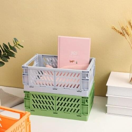Folding Plastic Basket Desktop Large Capacity Sundries Storage Box Toy Fruit Basket Cosmetic Container Organizer Kitchen Items
