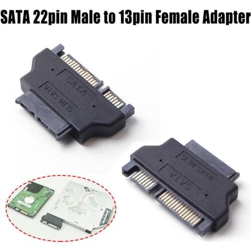 Slimline SATA Adapter Serial ATA 7+15 22pin Male To Slim 7+6 13pin Female Adapter For Desktop Laptop HDD CD-ROM Hard Disk Drive