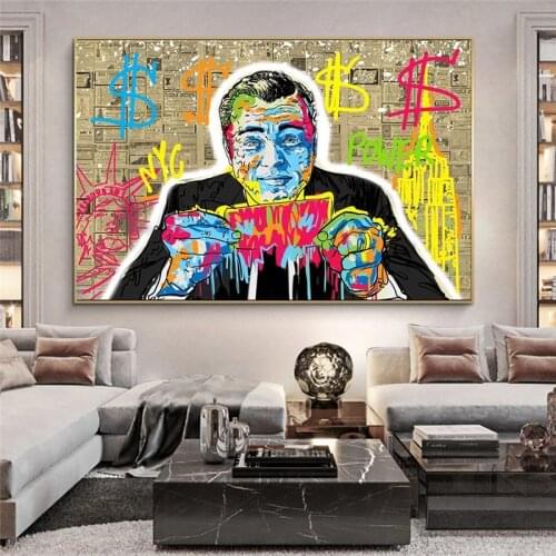 Modern Graffiti Art Money Is All Canvas Painting Cuadros Posters Wall Art for Living Room Home Decor (No Frame)