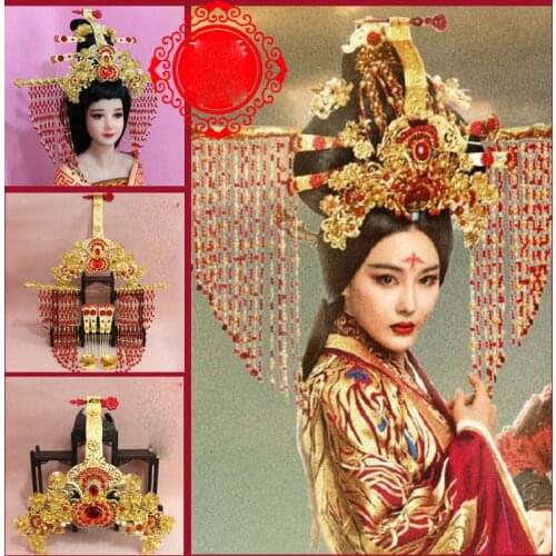 Traditional Chinese Wedding Bride Phoenix Tiara Photography Hair Tiara for TV Play Si Mei Ren Song of Phoenix MoChouNv Tiara