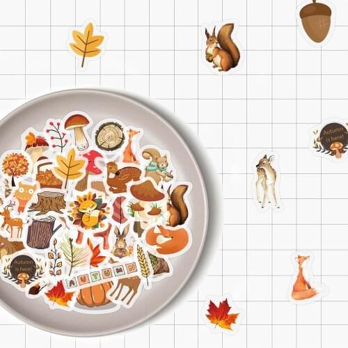 VANMAXX 40 PCS Autumn Forest Cute Cartoon Scrapbooks Washi Stickers Waterproof Decal for Diary Stationery Album Kids Sticker