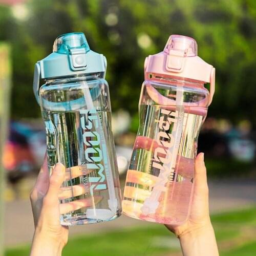Large Capacity Sports Plastic Water Bottle Outdoor Drinking Bottles With Straw Portable Travel Shaker Pot Tea Cups Wholesale