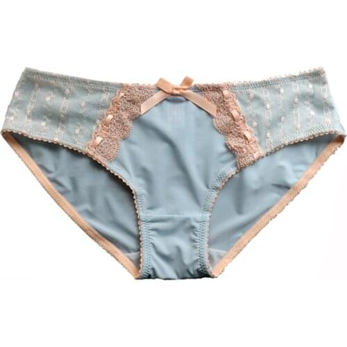 Women Lace Sexy Underpants Ice Silk Breathable Panties Female Low Waist Embroidered Panties Lingerie