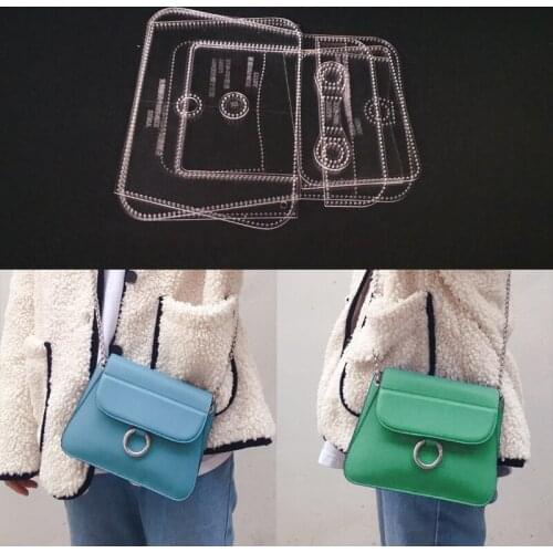 1set DIY Acrylic Leather Template Home Handwork Leathercraft Sewing Pattern Tools Accessory Shoulder Bag 220x170x20mm