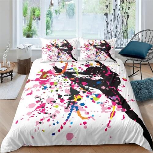 Luxury 3D Colorful Ballet Print 2/3Pcs Kids Bedding Set Comfortable Duvet Cover Pillowcase Home Textile Queen and King Size