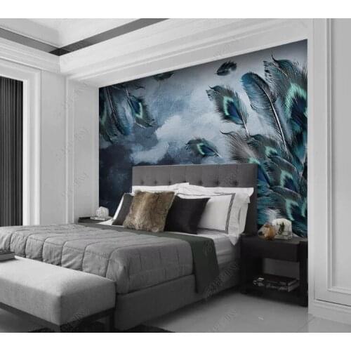 Custom papel de parede 3d, dream feather mural for restaurant hotel living room background home decoration waterproof wallpaper