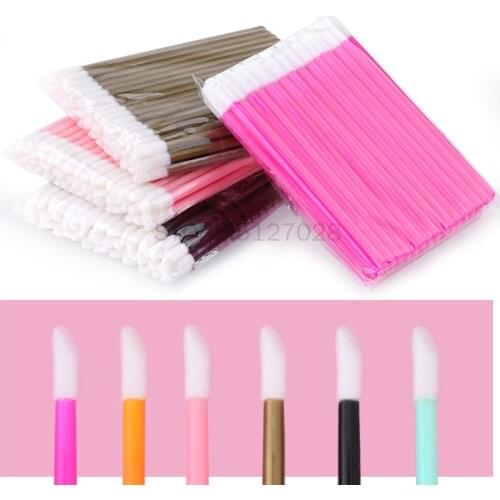 50pcs Disposable Make Up Lip Brush Lipstick Gloss Wands Applicator Makeups Lip Brushes Portable Extension Cosmetic Beauty Tool