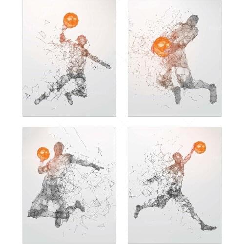 Abstract Basketball Wall Art Deco Prints-Frameless Poster Images-Children Boys and Girls Bedroom Images-Gifts