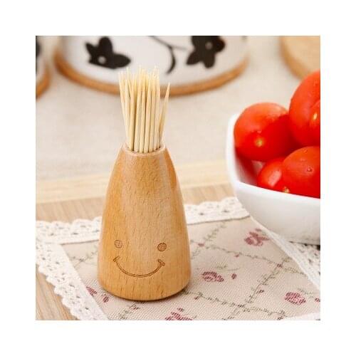 BF040 Home fashion Smiley wooden toothpick holder 6*3.5cm free shipping