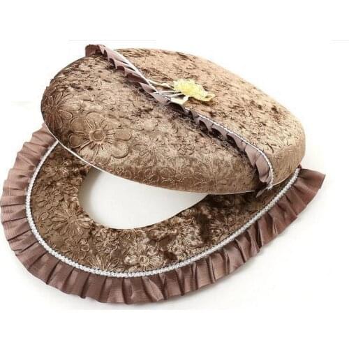 Fyjafon Toilet Seat Cover Lace Warmer Thicken Toilet Bowl Seat Cover WC Soft Comfortable Overcoat Toilet Case