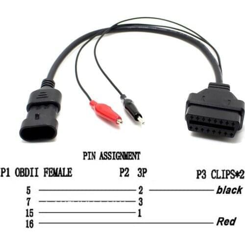 Obd 3pin To 16pin Diagnostic Tool 12v Plastic Adapter Obd2 Cable Plug Connector Car Extension Cable For Fiat For Alfa For Lancia