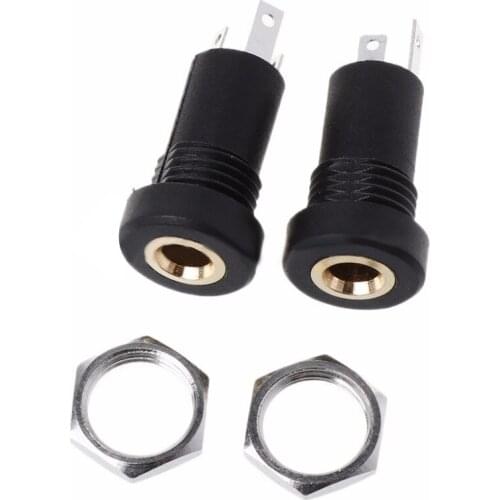 For 1PCS 2PCS 5PC3.5MM audio jack socket 3-pole black stereo welding panel mounting gold, with nut connector 3-pin dual-channel
