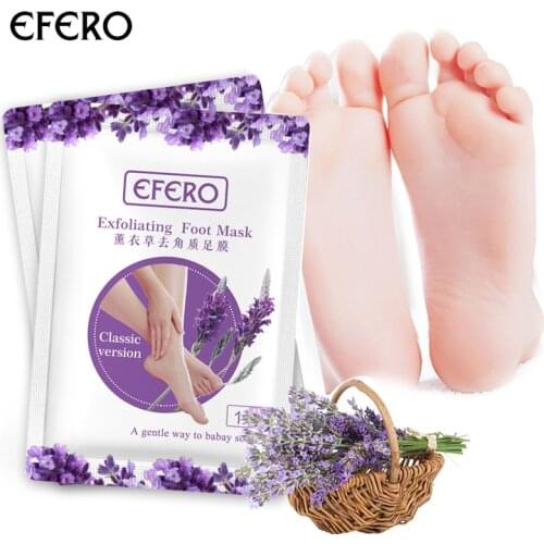 EFERO 2pair=4pcs Lavender Exfoliating Foot Peeling Mask for Legs Socks for Pedicure Feet Care Cream Remove Dead Skin Foot Mask