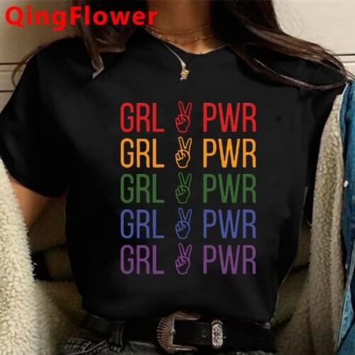 Feminist Feminism Harajuku T Shirt Girl Power GRL PWR Graphic T-shirt Women Aesthetic Ullzang Tshirt Streetwear Top Tees Female