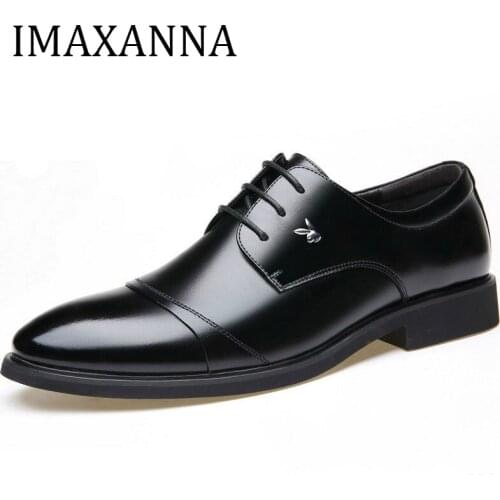 IMAXANNA 2020 Dress Men Shoes Brand Men Genuine Leather Shoes For Oxfords Business Formal Shoe Spring Autumn Man Flats