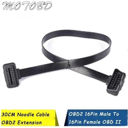30CM As Noodle Cable OBD2 Extension Cable OBD2 16Pin Male To 16Pin Female OBD II Connector for OBD2 Diagnostic Tool ELM327 Cable