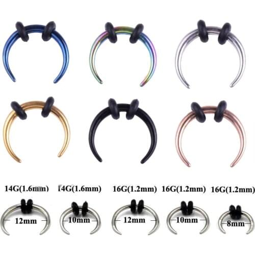 1 Piece Surgical Steel OX Horn Vintage Nose Septum Hoop Rings Ear Septum Clicker Horseshoe Nose Ear Taper Piercing Body Jewelry