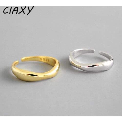 CIAXY 925 Sterling Silver Irregular High Polish Wave Rings Open Rings 2021 Luxury Jewelry for Women Lover Charming Gifts